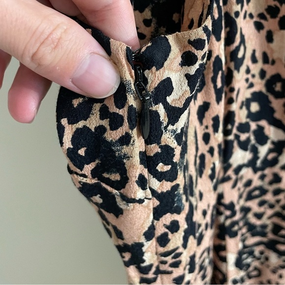 Aritzia Wilfred Isabelle Mini Dress Almond/Black Animal Print Size 2 - Picture 5 of 9